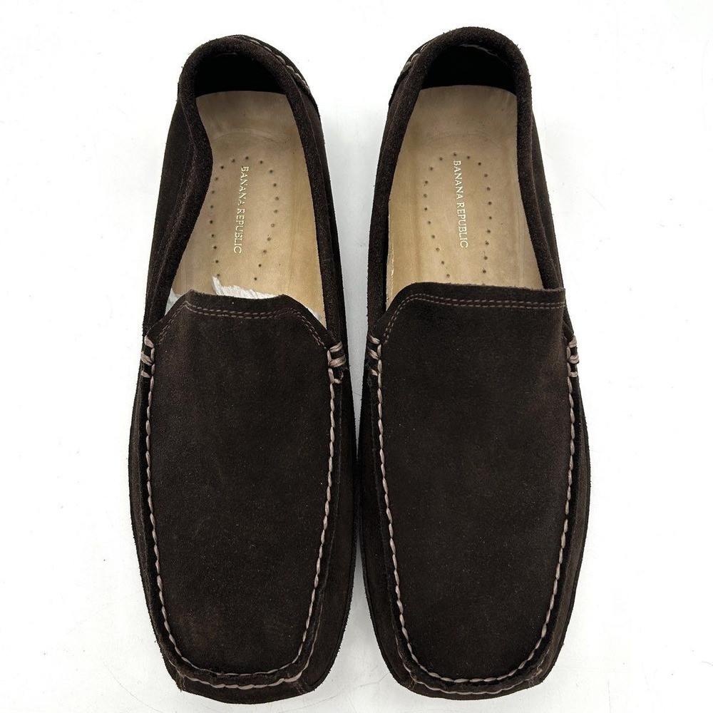 Banana Republic Dark Brown Suede Driving Loafers Men's Moccasins Size 9.5